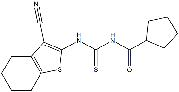 N-(3-cyano-4,5,6,7-tetrahydro-1-benzothiophen-2-yl)-N'-(cyclopentylcarbonyl)thiourea 구조식 이미지