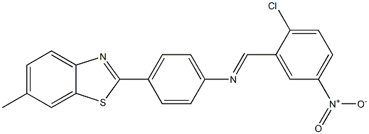 N-[(E)-(2-chloro-5-nitrophenyl)methylidene]-N-[4-(6-methyl-1,3-benzothiazol-2-yl)phenyl]amine 구조식 이미지