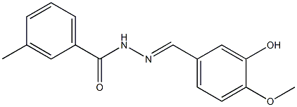 N'-[(E)-(3-hydroxy-4-methoxyphenyl)methylidene]-3-methylbenzohydrazide 구조식 이미지