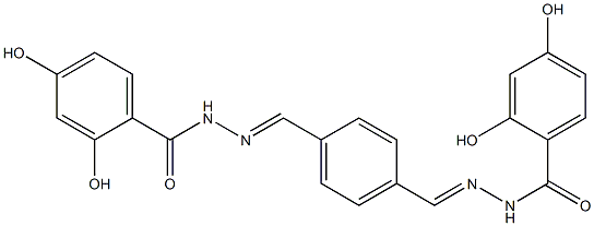 N'-[(E)-(4-{[(E)-2-(2,4-dihydroxybenzoyl)hydrazono]methyl}phenyl)methylidene]-2,4-dihydroxybenzohydrazide 구조식 이미지