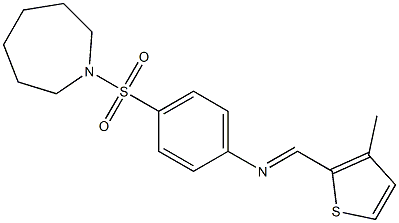 4-(1-azepanylsulfonyl)-N-[(E)-(3-methyl-2-thienyl)methylidene]aniline Structure