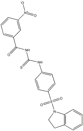 N-[4-(2,3-dihydro-1H-indol-1-ylsulfonyl)phenyl]-N'-(3-nitrobenzoyl)thiourea Structure