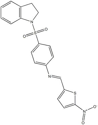 4-(2,3-dihydro-1H-indol-1-ylsulfonyl)-N-[(E)-(5-nitro-2-thienyl)methylidene]aniline Structure