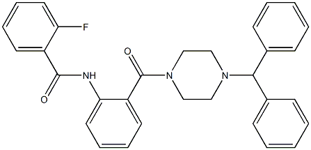 N-{2-[(4-benzhydryl-1-piperazinyl)carbonyl]phenyl}-2-fluorobenzamide 구조식 이미지