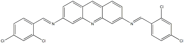 N-[(E)-(2,4-dichlorophenyl)methylidene]-N-(6-{[(E)-(2,4-dichlorophenyl)methylidene]amino}-3-acridinyl)amine 구조식 이미지