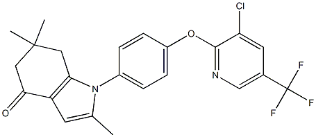 1-(4-{[3-chloro-5-(trifluoromethyl)-2-pyridinyl]oxy}phenyl)-2,6,6-trimethyl-1,5,6,7-tetrahydro-4H-indol-4-one 구조식 이미지