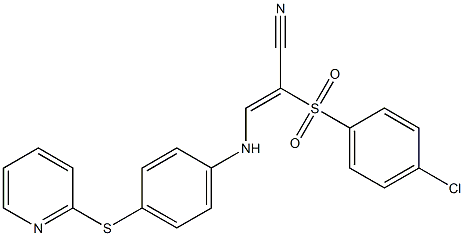 (Z)-2-[(4-chlorophenyl)sulfonyl]-3-[4-(2-pyridinylsulfanyl)anilino]-2-propenenitrile 구조식 이미지