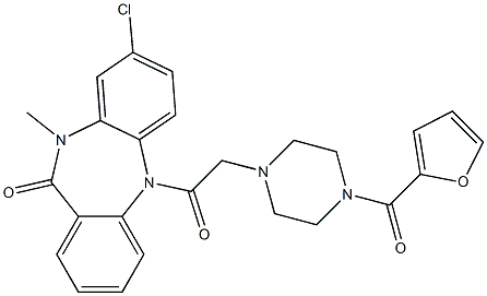 8-Chloro-10-methyl-5-[[4-[(furan-2-yl)carbonyl]piperazin-1-yl]acetyl]-5,10-dihydro-11H-dibenzo[b,e][1,4]diazepin-11-one 구조식 이미지