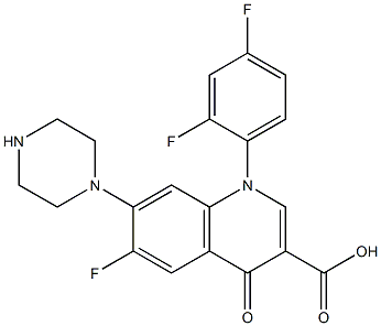 1-(2,4-Difluorophenyl)-6-fluoro-7-piperazino-4-oxo-1,4-dihydro-3-quinolinecarboxylic acid Structure