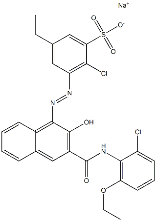 2-Chloro-5-ethyl-3-[[3-[[(2-chloro-6-ethoxyphenyl)amino]carbonyl]-2-hydroxy-1-naphtyl]azo]benzenesulfonic acid sodium salt Structure