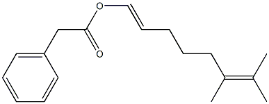 Phenylacetic acid 6,7-dimethyl-1,6-octadienyl ester 구조식 이미지