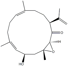 (2S,3R,5R,6E,10E,14S)-14-(1-Methylethenyl)-2,3-epoxy-5-hydroxy-3,7,11-trimethylcyclotetradeca-6,10-dien-1-one 구조식 이미지