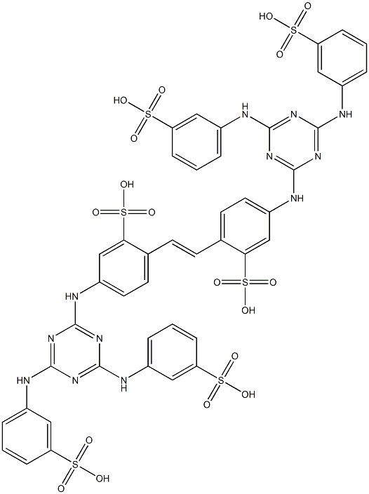 2,2'-(1,2-Ethenediyl)bis[5-[[4,6-bis[(3-sulfophenyl)amino]-1,3,5-triazin-2-yl]amino]benzenesulfonic acid] 구조식 이미지