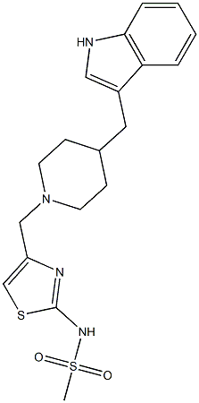 4-[[4-[(1H-Indol-3-yl)methyl]piperidino]methyl]-N-methylsulfonyl-2-thiazolamine Structure