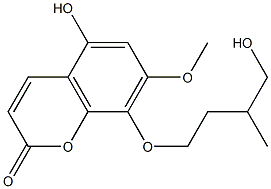 5-Hydroxy-7-methoxy-8-(4-hydroxy-3-methylbutoxy)coumarin 구조식 이미지