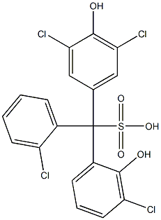 (2-Chlorophenyl)(3-chloro-2-hydroxyphenyl)(3,5-dichloro-4-hydroxyphenyl)methanesulfonic acid 구조식 이미지