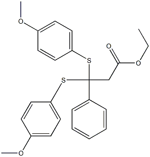 3-(Phenyl)-3,3-bis(4-methoxyphenylthio)propionic acid ethyl ester 구조식 이미지