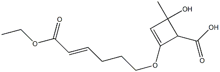 4-Hydroxy-4-methyl-2-[(E)-5-(ethoxycarbonyl)-4-pentenyloxy]-2-cyclobutene-1-carboxylic acid Structure