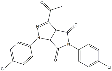 1,3a,4,5,6,6a-Hexahydro-3-acetyl-4,6-dioxo-5-(4-chlorophenyl)-1-(4-chlorophenyl)pyrrolo[3,4-c]pyrazole 구조식 이미지