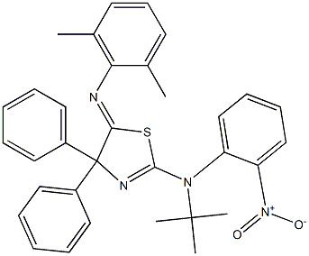 2-[tert-Butyl(2-nitrophenyl)amino]-5-(2,6-dimethylphenylimino)-4,4-diphenyl-2-thiazoline 구조식 이미지