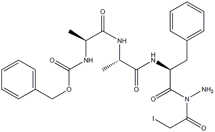 N'-Iodoacetyl-N-[N-[N-(benzyloxycarbonyl)-L-alanyl]-L-alanyl]-L-phenylalanine hydrazide Structure