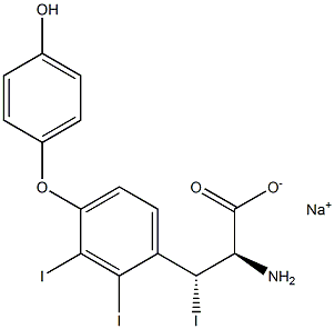 (2R,3R)-2-Amino-3-[4-(4-hydroxyphenoxy)-2,3-diiodophenyl]-3-iodopropanoic acid sodium salt 구조식 이미지