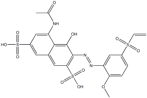 5-Acetylamino-4-hydroxy-3-[2-methoxy-5-(vinylsulfonyl)phenylazo]-2,7-naphthalenedisulfonic acid 구조식 이미지