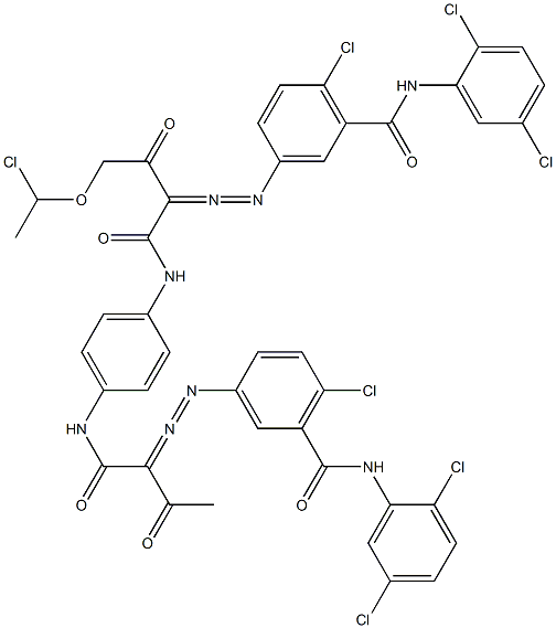 3,3'-[2-[(1-Chloroethyl)oxy]-1,4-phenylenebis[iminocarbonyl(acetylmethylene)azo]]bis[N-(2,5-dichlorophenyl)-6-chlorobenzamide] 구조식 이미지