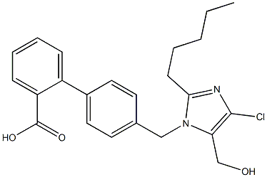 4'-[[4-Chloro-2-pentyl-5-hydroxymethyl-1H-imidazol-1-yl]methyl]-1,1'-biphenyl-2-carboxylic acid 구조식 이미지