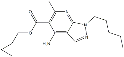 1-Pentyl-4-amino-6-methyl-1H-pyrazolo[3,4-b]pyridine-5-carboxylic acid cyclopropylmethyl ester 구조식 이미지