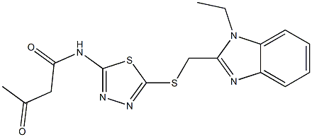 N-[2-[(1-Ethyl-1H-benzimidazol-2-yl)methylthio]-1,3,4-thiadiazol-5-yl]-2-acetylacetamide 구조식 이미지