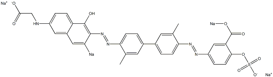 N-[5-Hydroxy-6-[[4'-[(4-hydroxy-3-sodiooxycarbonylphenyl)azo]-3,3'-dimethyl-1,1'-biphenyl-4-yl]azo]-7-sodiosulfo-2-naphthalenyl]glycine sodium salt 구조식 이미지