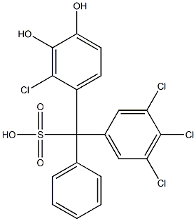 (2-Chloro-3,4-dihydroxyphenyl)(3,4,5-trichlorophenyl)phenylmethanesulfonic acid 구조식 이미지