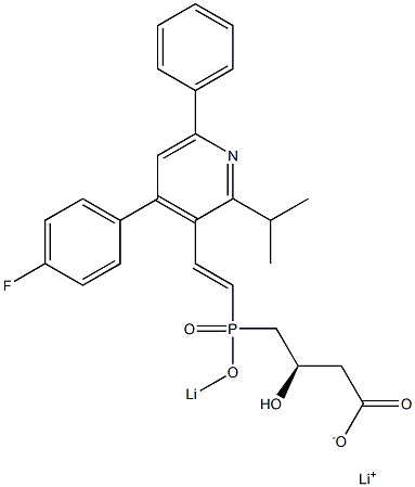 (3R)-4-[[(E)-2-[4-(4-Fluorophenyl)-2-isopropyl-6-phenyl-3-pyridinyl]ethenyl]lithiooxyphosphinyl]-3-hydroxybutyric acid lithium salt 구조식 이미지