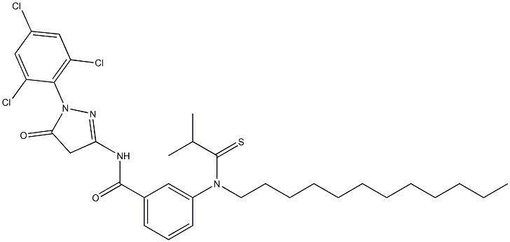 3-[3-(2-Methyldodecylthiopropionylamino)benzoylamino]-1-(2,4,6-trichlorophenyl)-2-pyrazolin-5-one 구조식 이미지