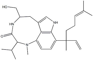 9-[1-Ethenyl-1,5-dimethyl-4-hexenyl]-1,2,4,5,6,8-hexahydro-5-(hydroxymethyl)-1-methyl-2-isopropyl-3H-pyrrolo[4,3,2-gh]-1,4-benzodiazonin-3-one Structure