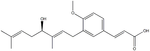 3-[(2E,4R)-3,7-Dimethyl-4-hydroxy-2,6-octadien-1-yl]-4-methoxy-trans-cinnamic acid 구조식 이미지