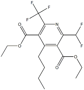 2-Difluoromethyl-6-(trifluoromethyl)-4-butylpyridine-3,5-dicarboxylic acid diethyl ester Structure