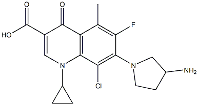 1-Cyclopropyl-8-chloro-6-fluoro-5-methyl-1,4-dihydro-4-oxo-7-(3-amino-1-pyrrolidinyl)quinoline-3-carboxylic acid 구조식 이미지