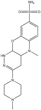 1,4,4a,10a-Tetrahydro-5-methyl-3-(4-methyl-1-piperazinyl)-5H-pyridazino[3,4-b][1,4]benzoxazine-8-sulfonamide 구조식 이미지