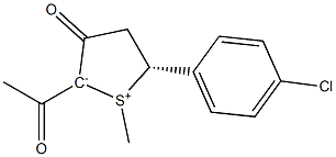 (5R)-2-Acetyl-5-(p-chlorophenyl)-1-methyl-3-oxo-2,3,4,5-tetrahydrothiophen-1-ium-2-ide 구조식 이미지