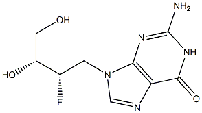 2-Amino-9-[(2S,3R)-2-fluoro-3,4-dihydroxybutyl]-1,9-dihydro-6H-purin-6-one Structure