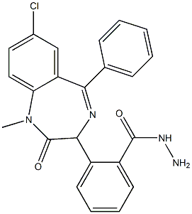 2-(7-Chloro-2,3-dihydro-1-methyl-2-oxo-5-phenyl-1H-1,4-benzodiazepin-3-yl)benzohydrazide 구조식 이미지