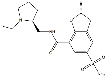 (R)-2,3-Dihydro-N-[[(2S)-1-ethyl-2-pyrrolidinyl]methyl]-2-methyl-5-sulfamoylbenzofuran-7-carboxamide 구조식 이미지