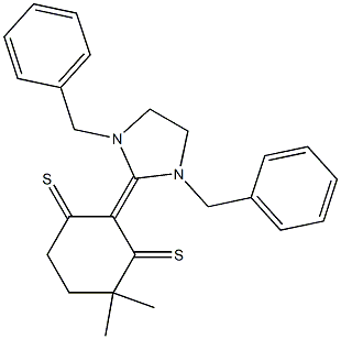 4,4-Dimethyl-2-[(1,3-dibenzyltetrahydro-1H-imidazol)-2-ylidene]cyclohexane-1,3-dithione Structure