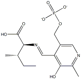 N-[[3-Hydroxy-2-methyl-5-[(phosphonatooxy)methyl]pyridin-4-yl]methylene]-L-isoleucine 구조식 이미지