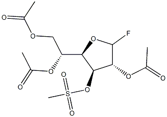 2-O,5-O,6-O-Triacetyl-3-O-(methylsulfonyl)-D-glucofuranosyl fluoride Structure