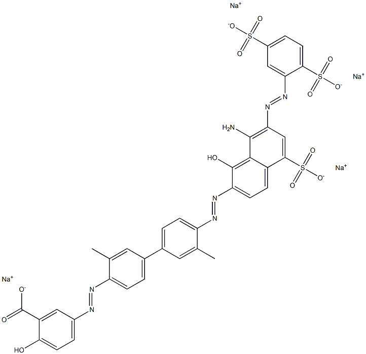 5-[[4'-[[8-Amino-1-hydroxy-5-sulfo-7-[(2,5-disulfophenyl)azo]-2-naphtyl]azo]-3,3'-dimethyl-1,1'-biphenyl-4-yl]azo]-2-hydroxybenzoic acid tetrasodium salt Structure