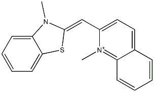 1-Methyl-2-[3-methylbenzothiazol-2(3H)-ylidenemethyl]quinolinium Structure