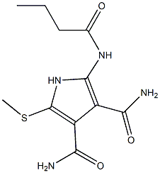 2-[Butyrylamino]-5-[methylthio]-1H-pyrrole-3,4-dicarboxamide Structure
